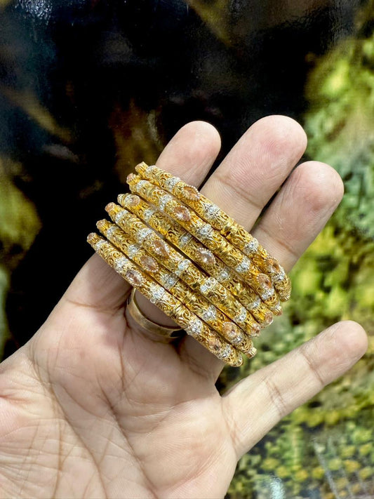 Regal Double-Layer Gold-Toned Charm Bangles