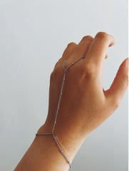 Minimalist Satellite Hand Chain Bracelet - Delicate Boho Finger Link Bracelet in Gold & Silver