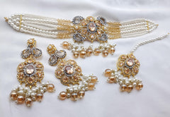 White Pearls Choker Set