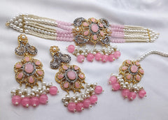 White Pearls Choker Set