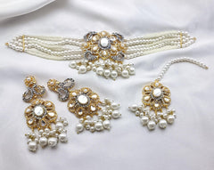 White Pearls Choker Set