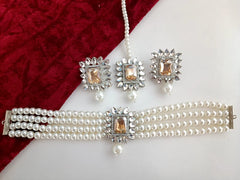 White Pearls Choker Set