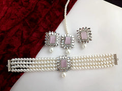 White Pearls Choker Set