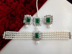 White Pearls Choker Set