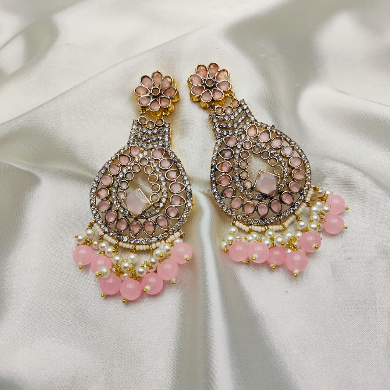 Zircon Pearl Earrings Handmade