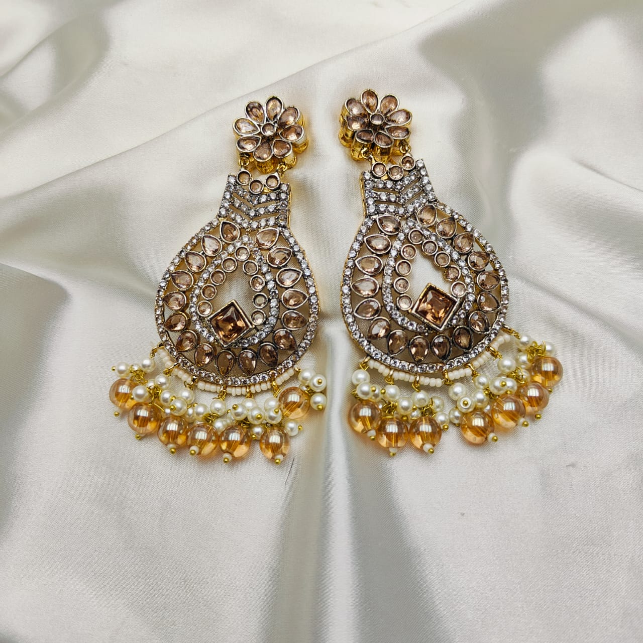 Zircon Pearl Earrings Handmade