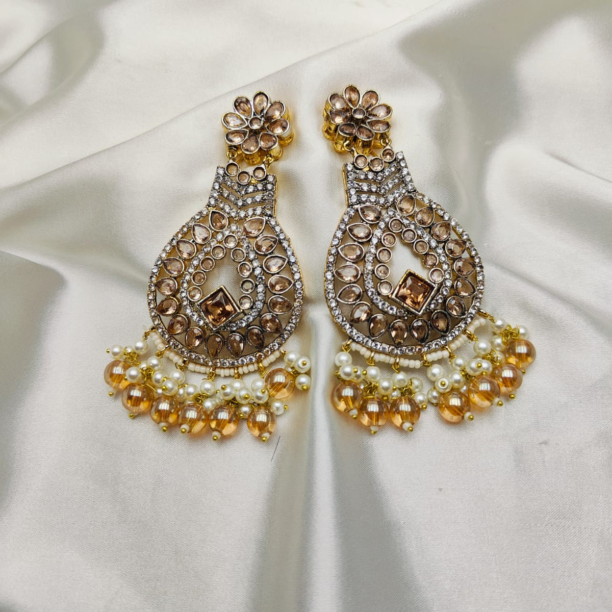 Zircon Pearl Earrings Handmade