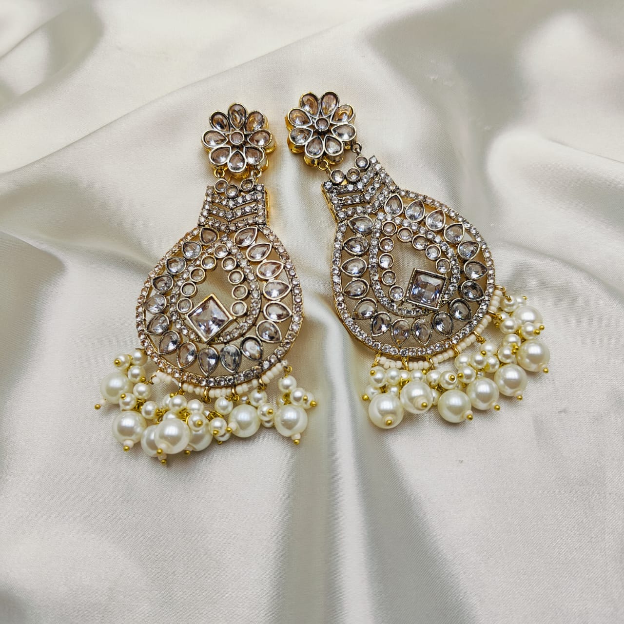 Zircon Pearl Earrings Handmade