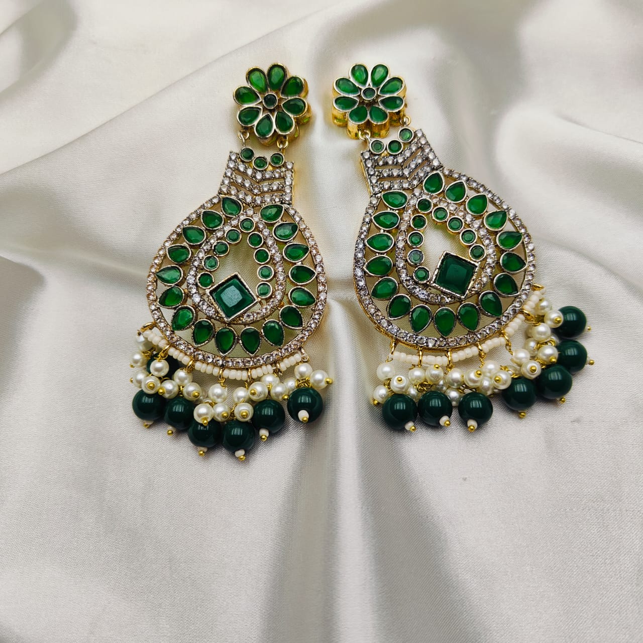 Zircon Pearl Earrings Handmade