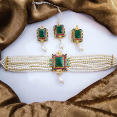 White Pearls Choker Set