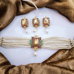 White Pearls Choker Set