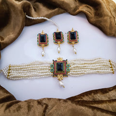 White Pearls Choker Set
