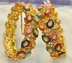 Real Stone Open Bangles 2Pieces
