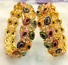 Real Stone Open Bangles 2Pieces