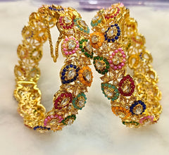 Real Stone Open Bangles 2Pieces