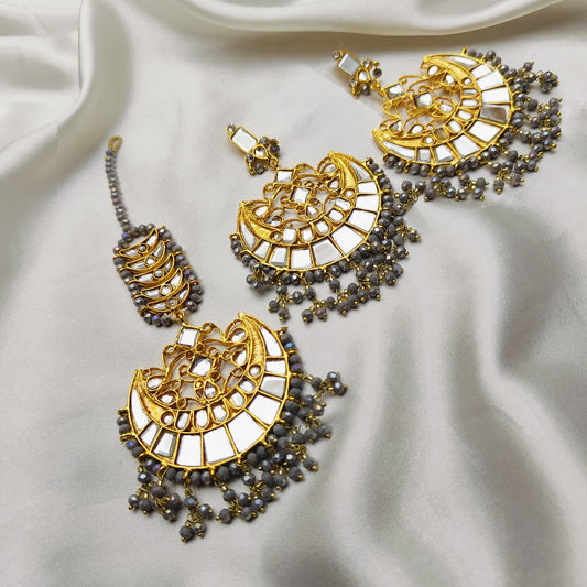 Sheesha Kundan Tika & Earrings