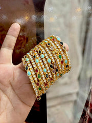 Regal Double-Layer Gold-Toned Kundan Bangle Set