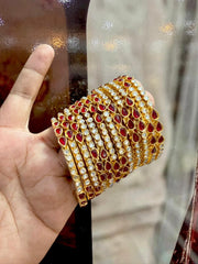 Regal Double-Layer Gold-Toned Kundan Bangle Set