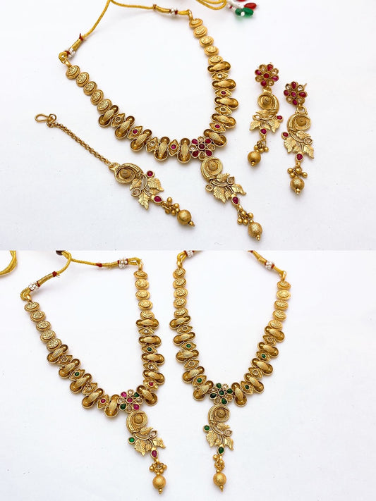 Rajwari Indian Neacklace Set in Real Stones
