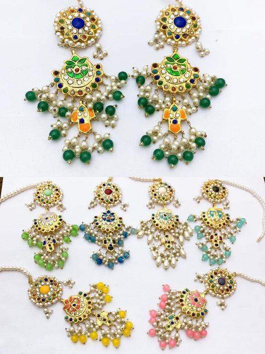 Gold Plated Thappa Kundan Earrings