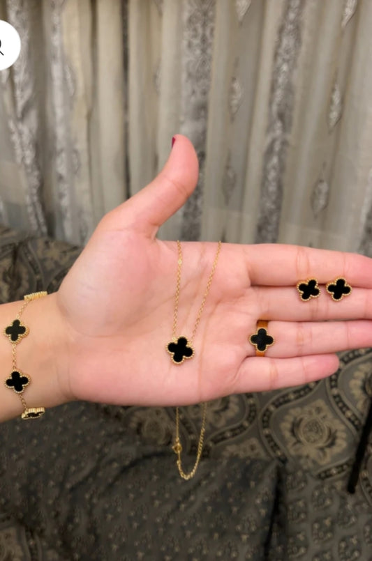 Premium Clover 4 Pcs Complete Set Adjustable Ring