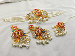 Multi Shade White Pearls Neacklace Set