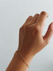 Minimalist Satellite Hand Chain Bracelet - Delicate Boho Finger Link Bracelet in Gold & Silver