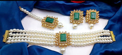 White Pearls Choker Set