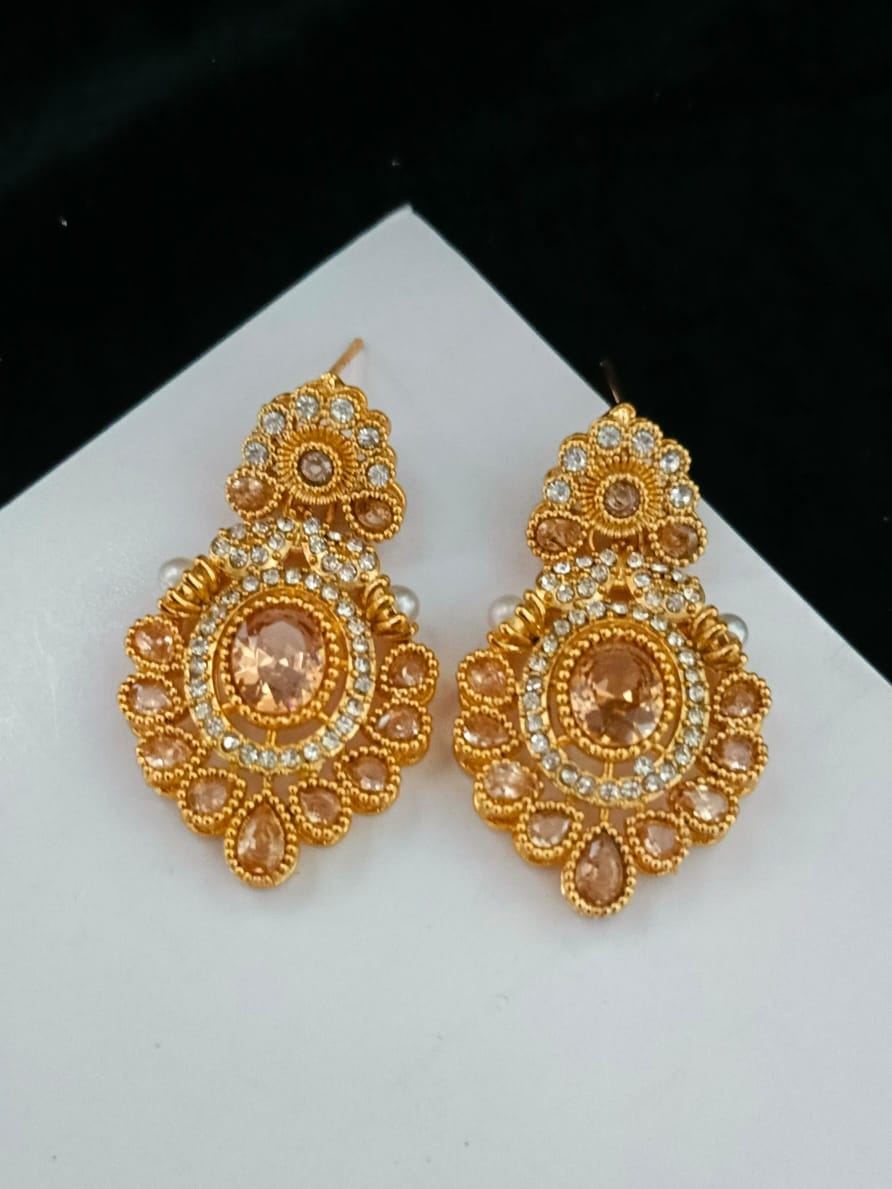 Zircon Stones Earrings Handmade