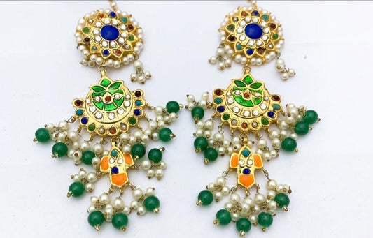 Gold Plated Thappa Kundan Earrings