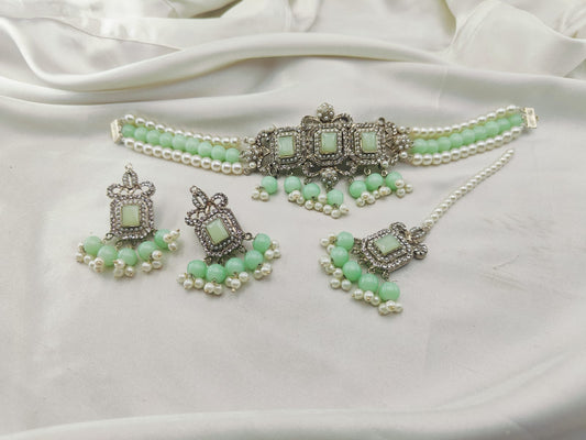 Silver Base Chokar Set