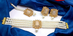 White Pearls Choker Set