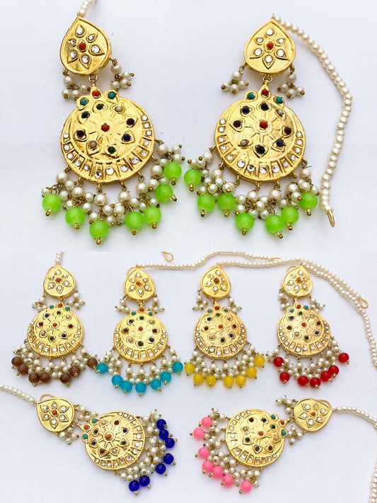 Gold Plated Thappa Kundan Earrings