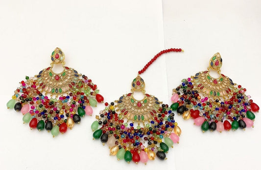 Native Made Real Stones Tika & Earrings