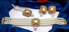 White Pearls Choker Set