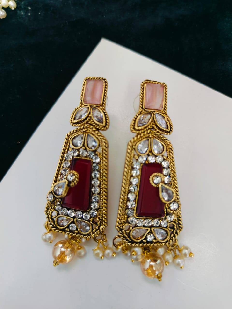 Real Stones Work Earrings