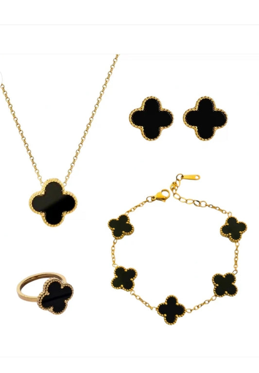 Premium Clover 4 Pcs Complete Set Adjustable Ring