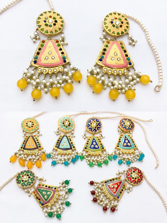 Gold Plated Thappa Kundan Earrings