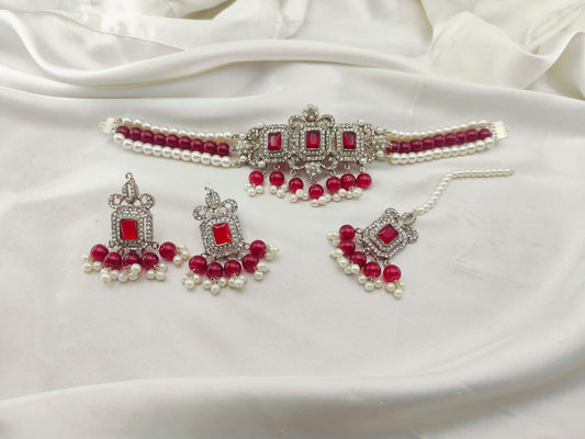Silver Base Chokar Set