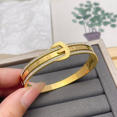 Luxury Belt-Buckle Crystal Bangle