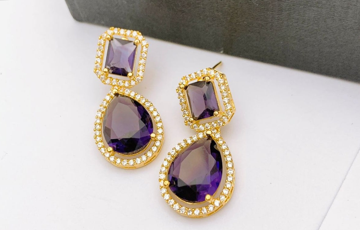 One Carat Real Stones Earrings