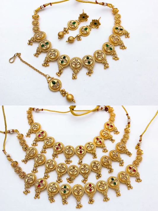 Rajwari Indian Neacklace Set in Real Stones