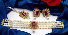 White Pearls Choker Set