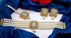 White Pearls Choker Set