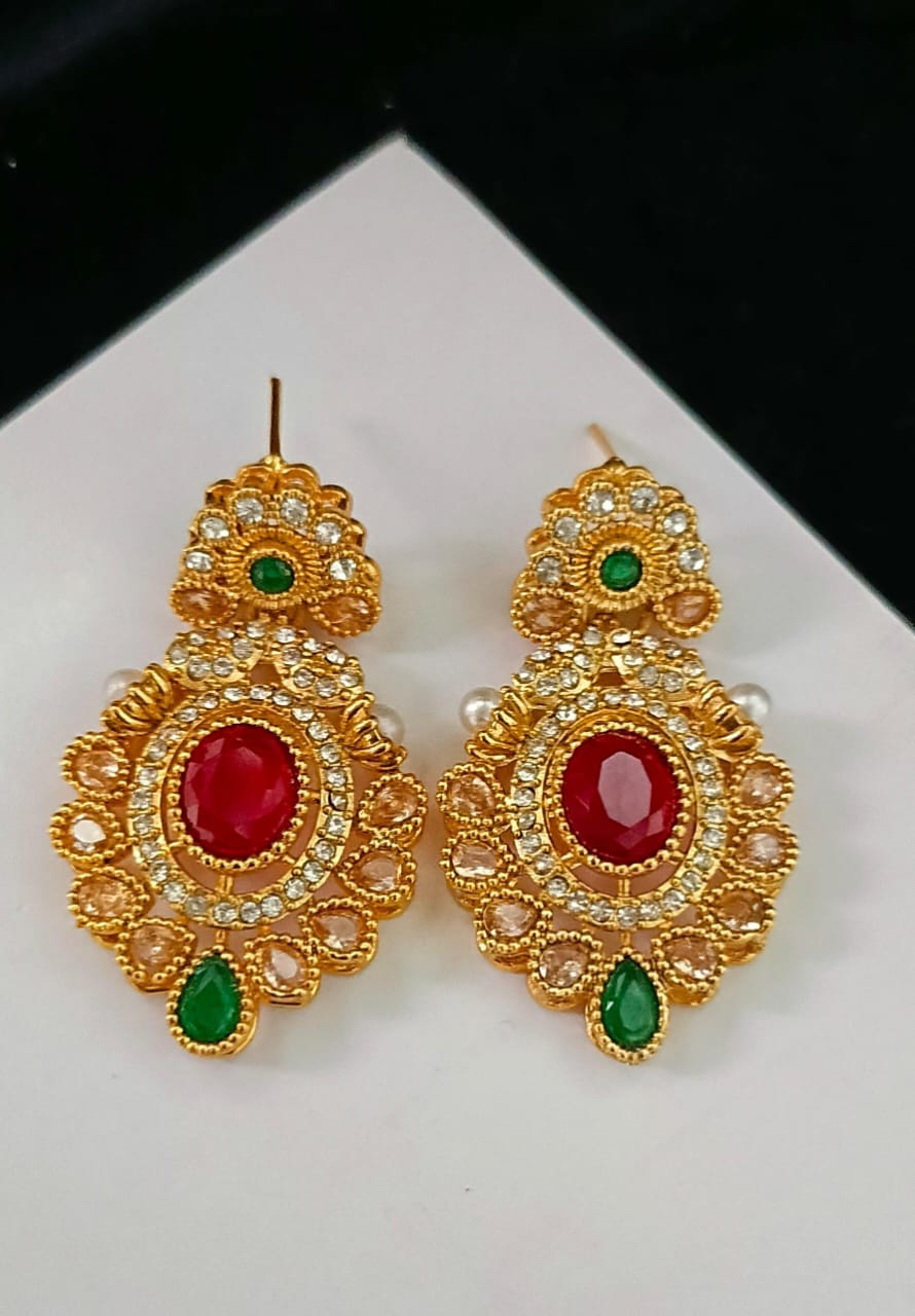 Zircon Stones Earrings Handmade