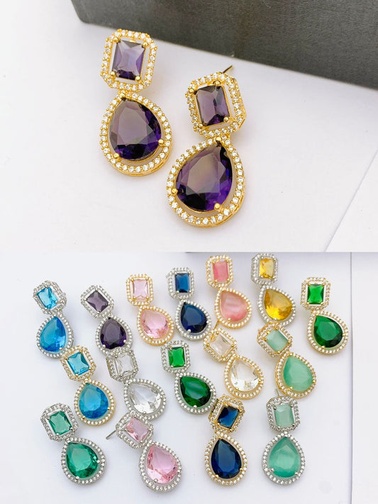 One Carat Real Stones Earrings