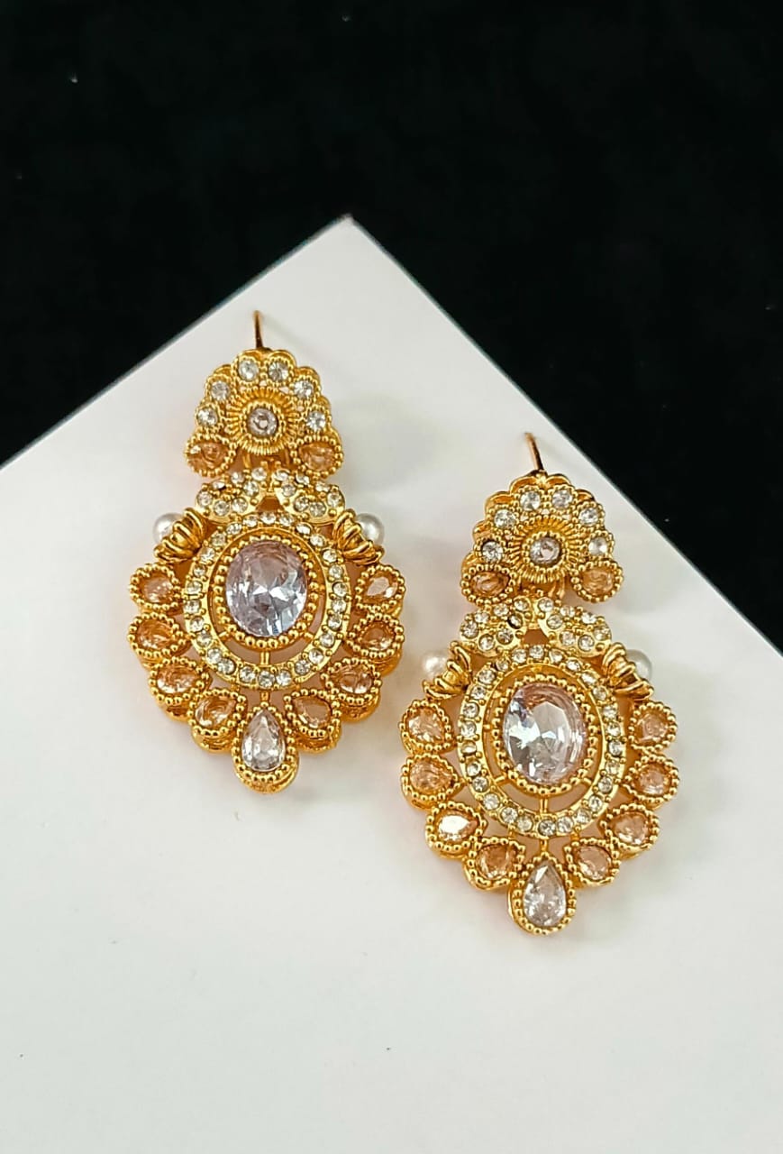 Zircon Stones Earrings Handmade