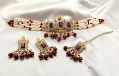 White Pearls Choker Set