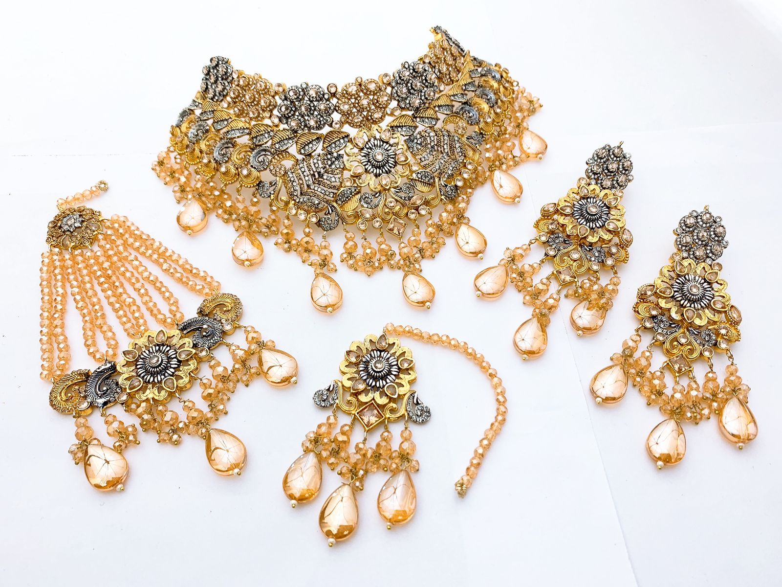 10 Design Native Made Real Stones Bridal Set