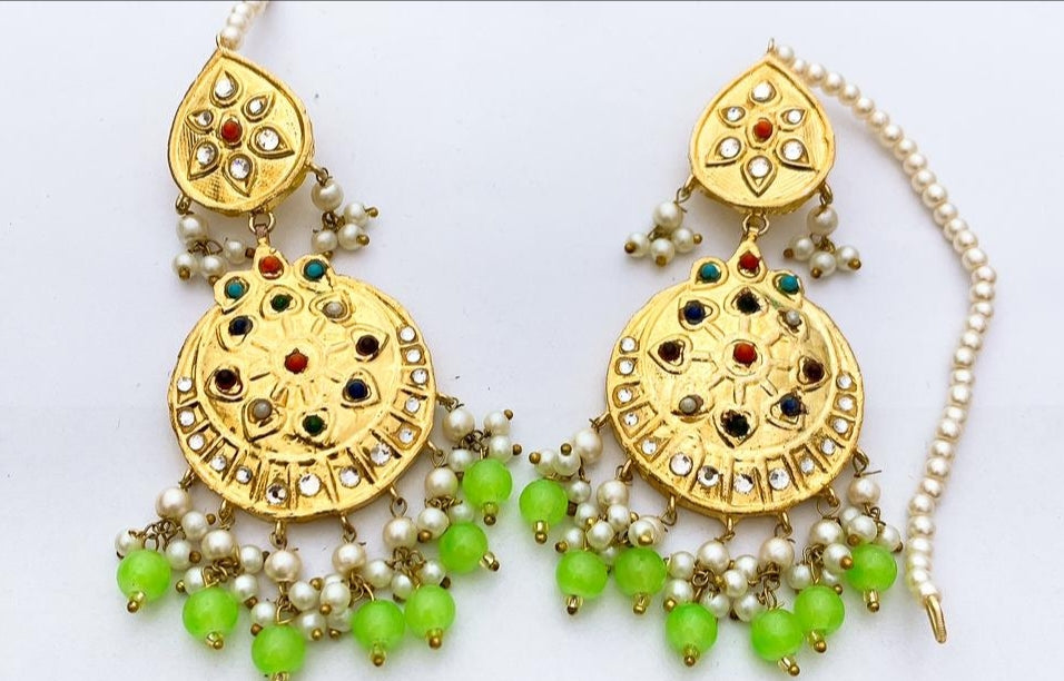 Gold Plated Thappa Kundan Earrings